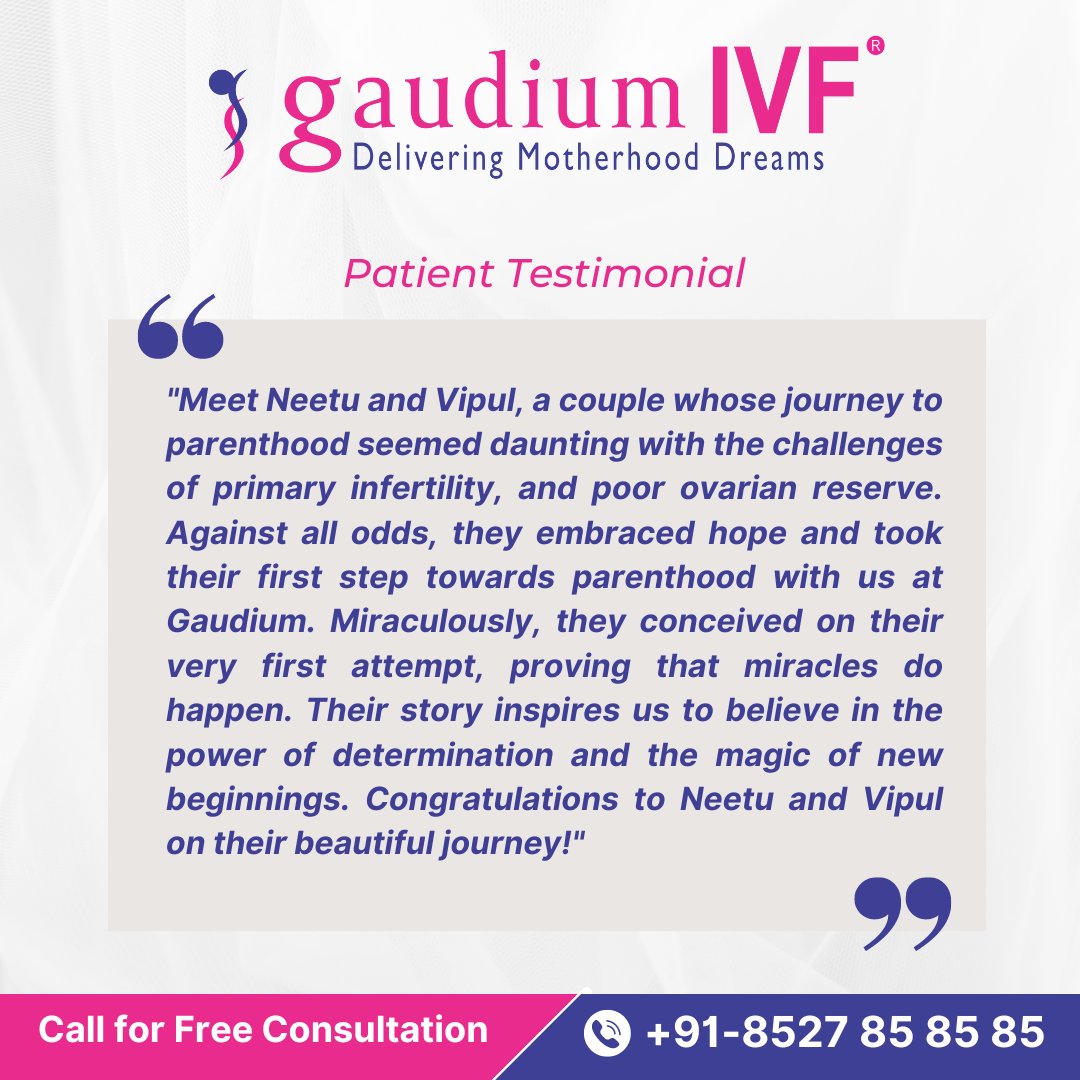 Each step towards parenthood is embraced with gratitude, thanks to the compassionate care at Gaudium IVF.

#patienttestimonial #ivfcentre #fertilityjourney #patientfeedback #happypatients #fertilityclinic #thankful #ivftreatment #fertilitytreatment #parenthood #gaudiumivf