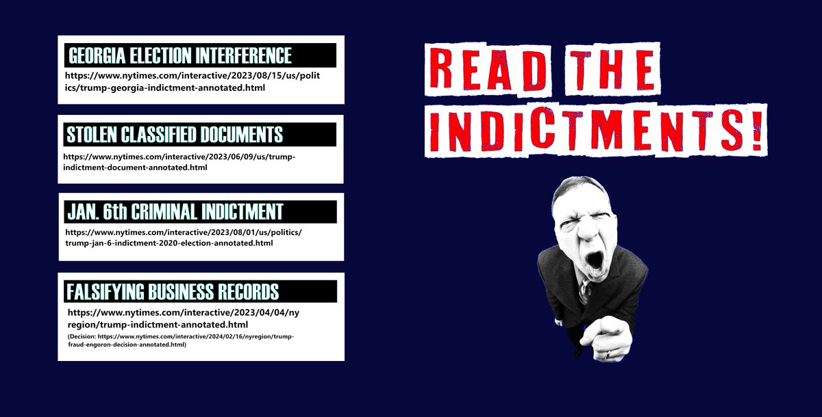 @LindseyGrahamSC @POTUS didn't indict #Trump. Neither did #MerrickGarland or #JackSmith or #AlvinBragg or #LetitiaJames or #FaniWillis! He's been indicted by grand juries. Citizens. WE THE PEOPLE. And the rest of us are reading those indictments.