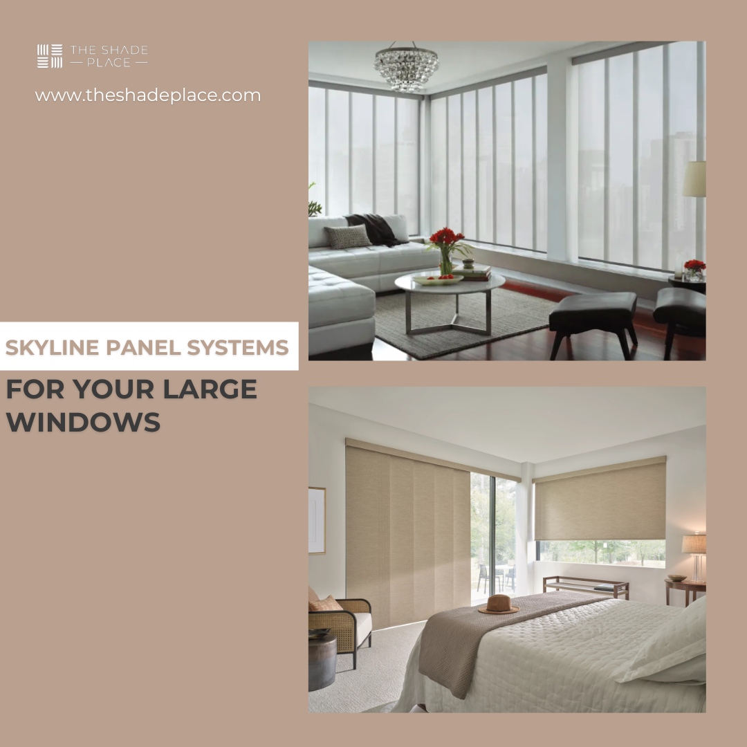 Elevate your space with Skyline® Panel-Track Blinds! Choose from 450+ fabric/color options for a contemporary vibe that suits your style. Perfect for tall windows, they add sophistication and elegance. #SkylineStyle #ContemporaryDesign 🪟🌟