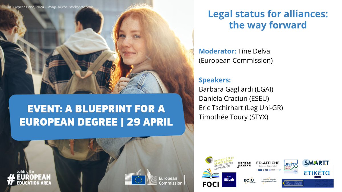 @UMontium @ECIUniversities @UniGR_official @EuropUnivTech let's welcome now Barbara Gagliardi #EGAI, Daniela Craciun #ESEU, Eric Tschirhart #LegUniGR and Timothée Toury #STYX to discuss the future Legal status for alliances: the way forward, Presentation by and discussion with the pilot projects with @TineDelva. @EU_Commission