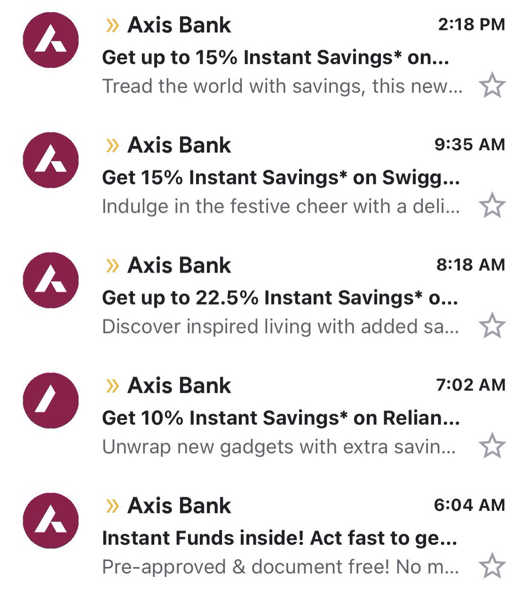 Rambo4LYF's tweet photo. .@AxisBank @AxisBankSupport Stop bombarding me with your emails. I’m not interested. This is becoming a complete nuisance, since the takeover of CitiCredit card business. Will unsubscribing make Credit card related emails also be stopped?? https://t.co/ClM7eKgc8Y