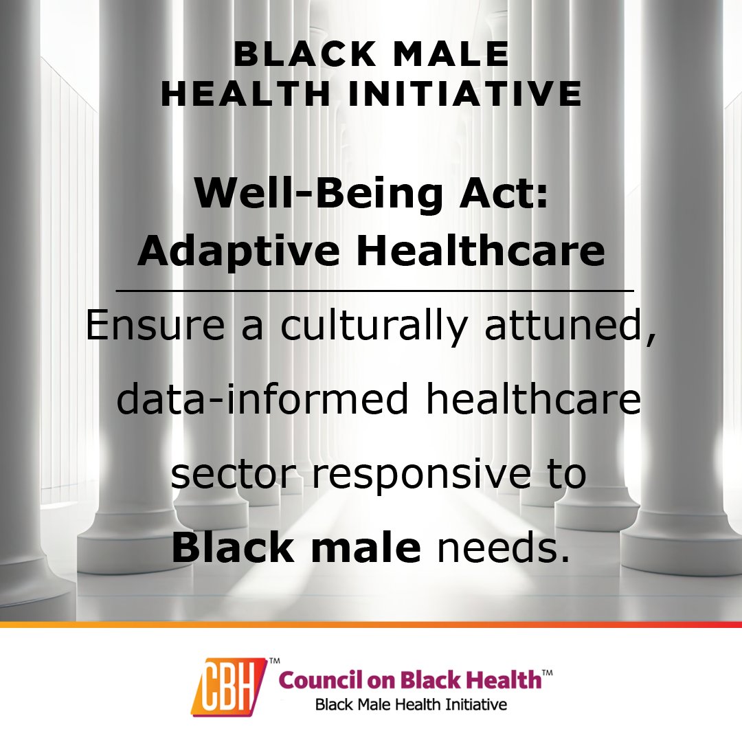 Check out the Black Male Health Initiative Well-Being Act: Foundational Provisions for Systematic Advancement and Equity. Visit ow.ly/QQvR50Rgvx0. #Blackmenshealth #blackmalehealth #blackmalehealthinitiative #bmhi #Makehealthyourpriority @100BlackMen @TheBlackManLab