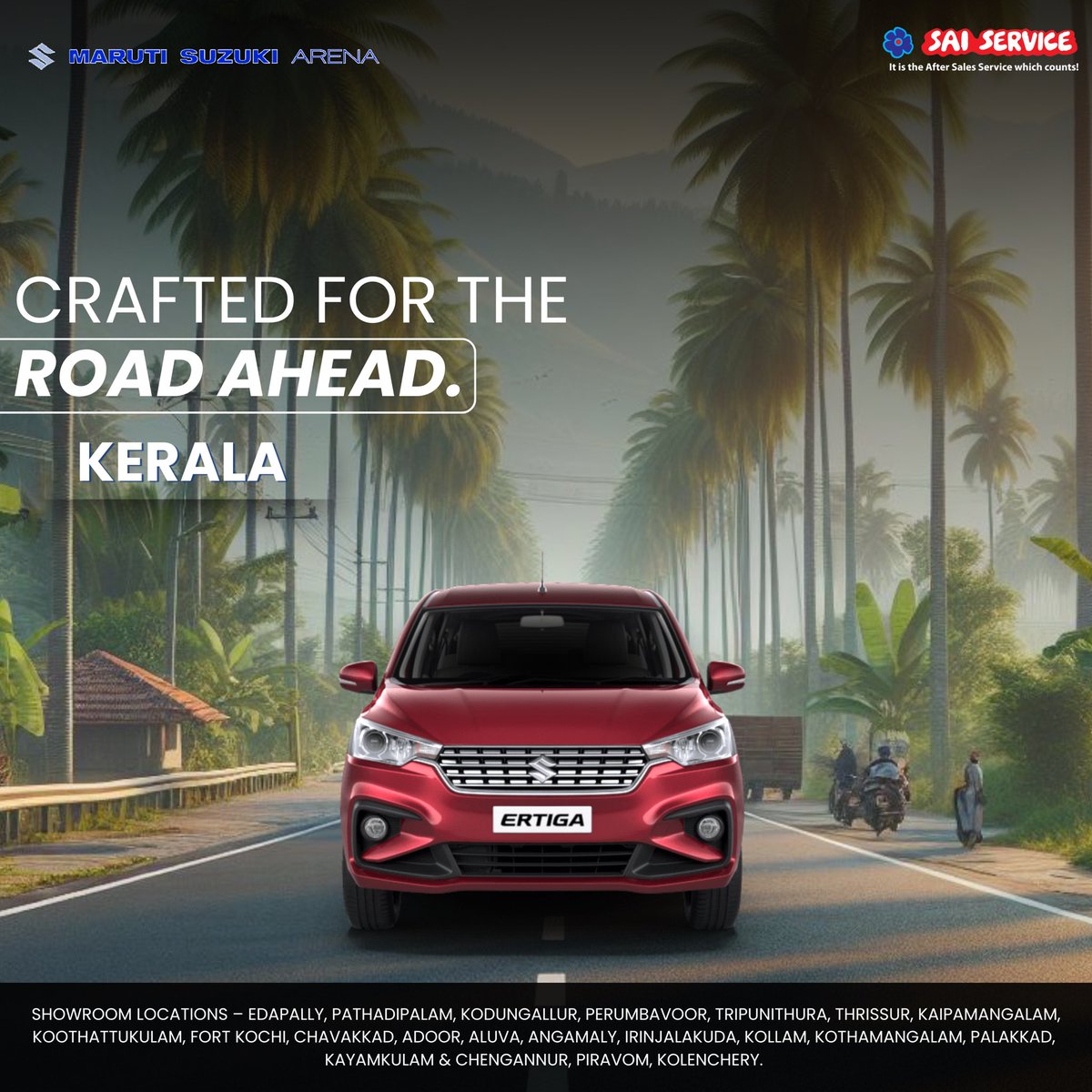 Unleash the thrill with every turn on the roads of Kerala Visit your nearest Sai Service Arena showroom in Kerala today. To learn more about us click on saiservice.com. #saiservices #saiserviceindia #newcar #automotive #nexa #arena #marutisuzuki #suzuki #drivemode