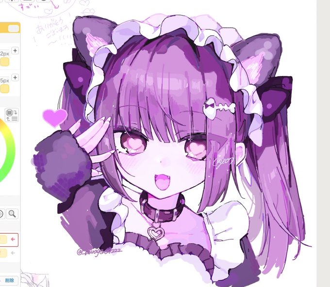 「heart hair ornament purple eyes」 illustration images(Latest)