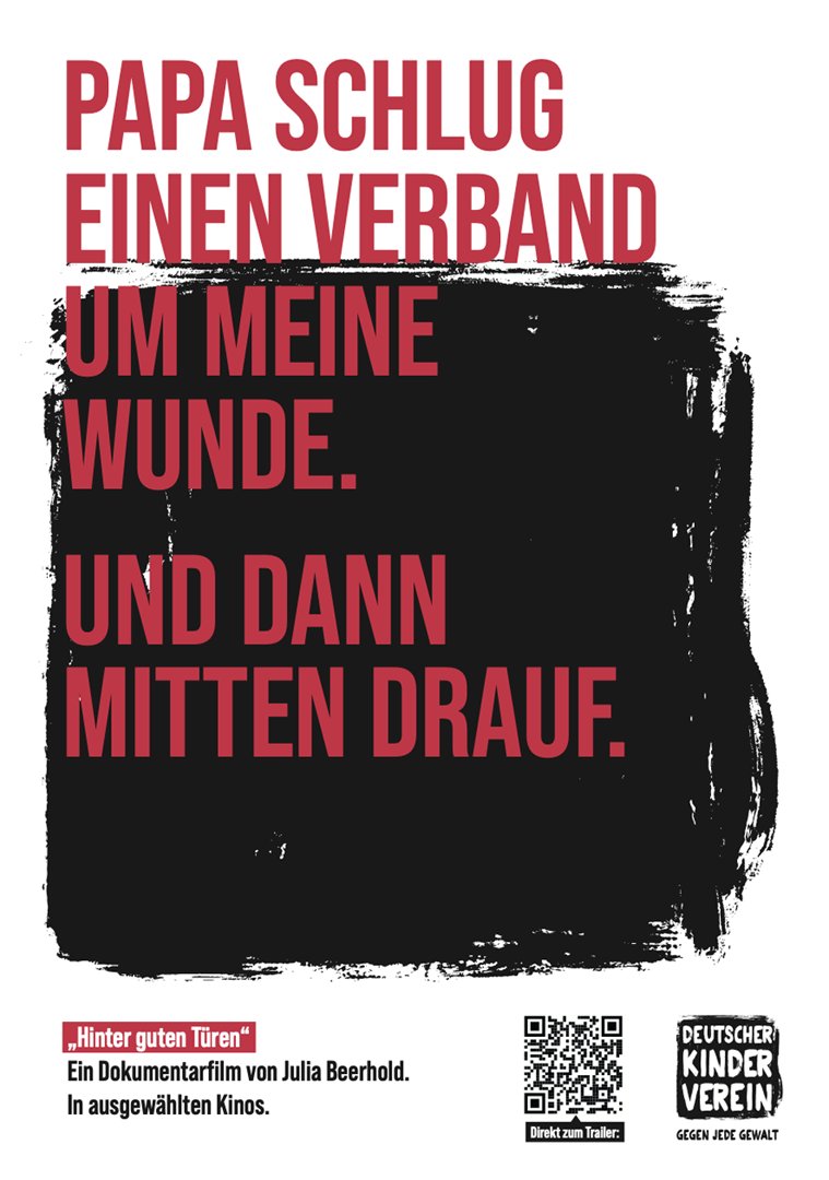 Zum „Tag der gewaltfreien Erziehung“, der am 30.04.2024 deutschlandweit begangen wird, wollen wir auf den Dokumentarfilm von Julia Beerhold „Hinter guten Türen“, der am 30. Mai 2024 in den Kinos startet und heute Abend (29.04.2024) in Köln vorgestellt wird, aufmerksam machen.