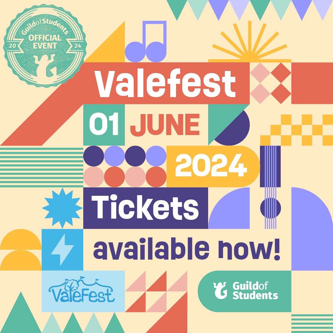 ValeFest tickets are now available 🤩 Get your ticket: guildofstudents.com/ents/event/910…