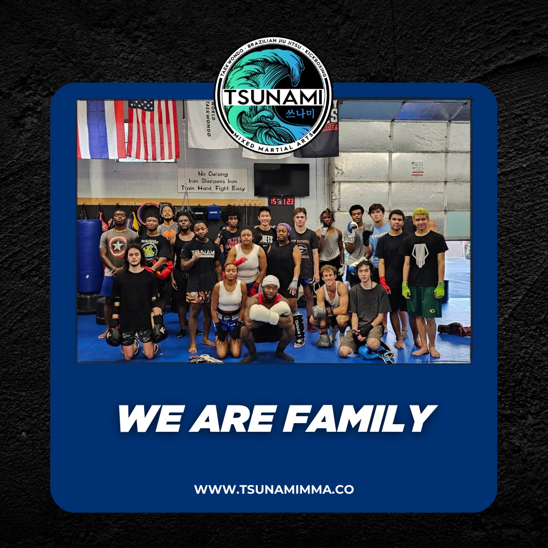 At Tsunami Mixed Martial Arts, we're more than just a team—we're family. 

tsunamimma.co

#TsunamiFamily #StrongerTogether #MartialArtsCommunity #TsunamiMMA #MMAinDecatur #MartialArtsClass