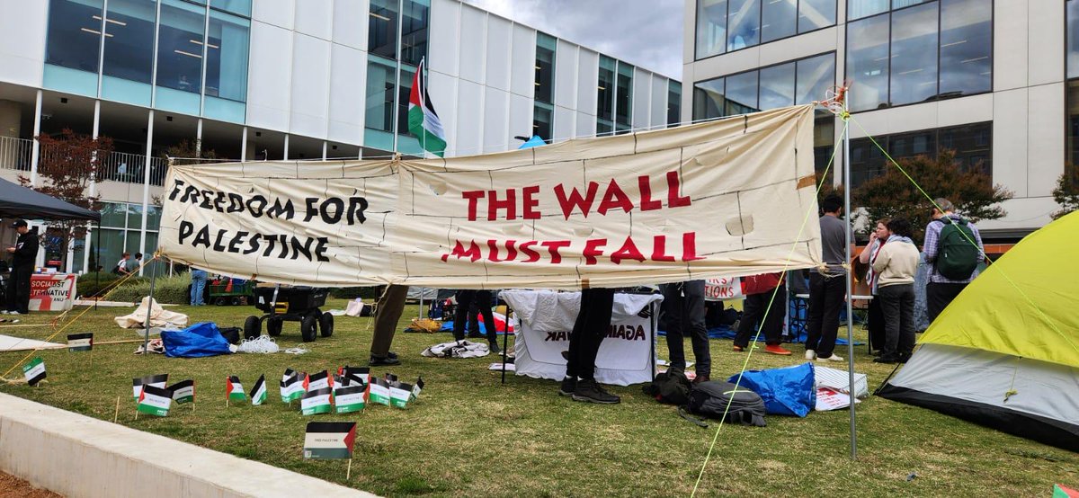Gaza solidarity encampment has begun at ANU now! Brave student activists are camping out until ANU completely divests from Israel
