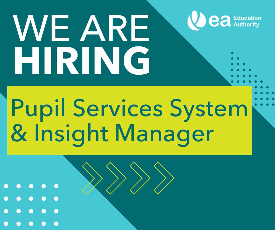 New opportunity to join our Continuous Improvement team 📢
📌 Pupil Services System & Insight Manager
Closing date - Tuesday 14 May 2024 @11.59PM
Apply - ow.ly/BuLw50RqLFK

#EAJobs | #NIjobs