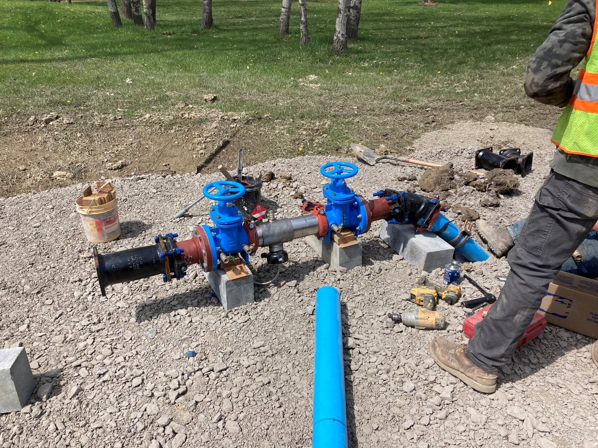 Work continues with the installation of new hydrants and hydrostatic testing is beginning on a new waterline as part of the replacement of the Route 20 Bridge over Cazenovia Creek in Erie County