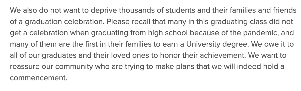 Columbia University also WILL have a commencement, according to its president. Read the full statement here: president.columbia.edu/news/statement…