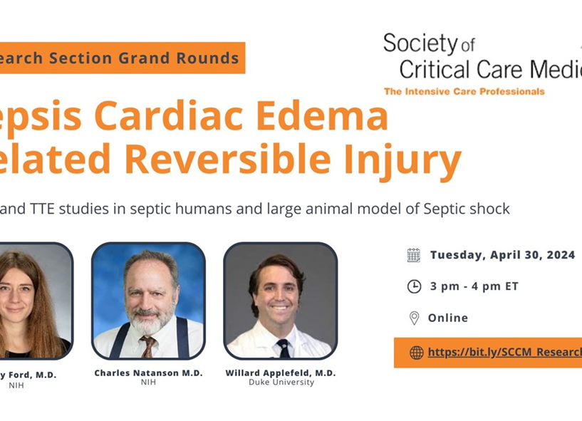 Inviting everyone to join a @SCCM_Research  Grandrounds on April 30, 2024 3-4 PM EST 

Sepsis Cardiac Edema Related Reversible Injury 

@SCCM @SCCMPresident @SCCM_EM @SCCM_Osteopathy @umchealthsystem @TTUHSCSurgery @ShockTrauma_CC @StanfordSurgery @OhioStateSurg @pennsurgery