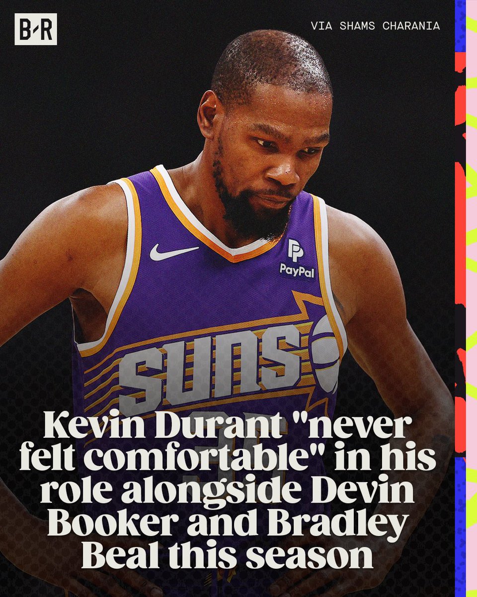 BleacherReport's tweet image. KD felt the Suns offense did not play to his strengths, and that he was “relegated to the corner” too much, per @ShamsCharania and @DougHaller