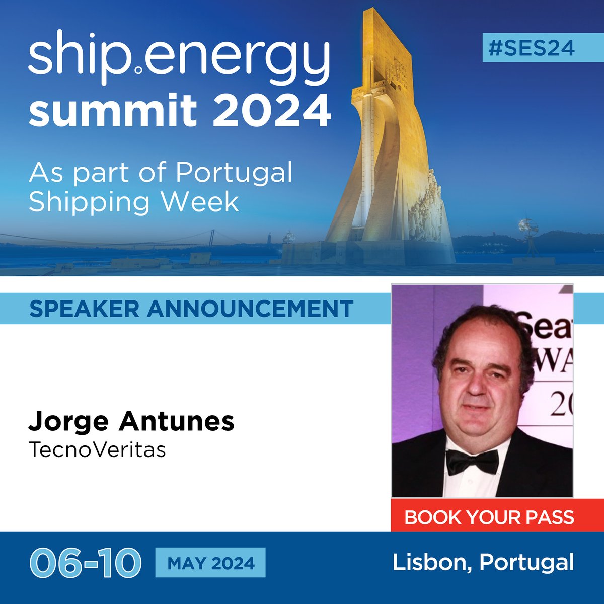 Dr. Eng.Jorge Antunes, CEO at TecnoVeritas will be speaking at the ship.energy summit taking place during Portugal Shipping Week in Lisbon 6-10 May 2024. Programme ➔ lnkd.in/eUJHX36d Register ➔ lnkd.in/ezfMeS_Z #SES24 #PSW24 #Portugal #Lisboa #Port