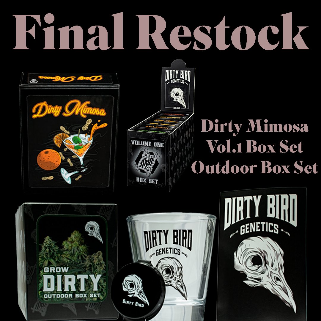 LAST CHANCE, GET IT BEFORE IT'S GONE

Final restock of the Dirty Mimosa, Volume 1 Box Set, and Outdoor Box Set! 🐦‍⬛💀

#cannabisindustry #cannaculture #cannabisculture