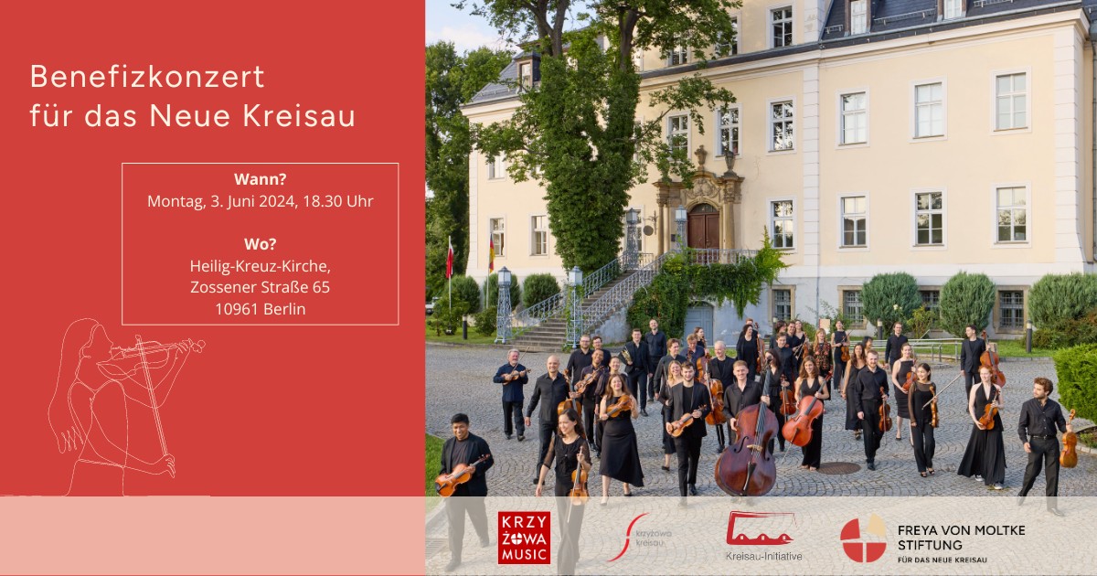 Im Juni ist es wieder soweit – unser alljährliches Benefizkonzert für das Neue Kreisau findet statt! Auch in diesem Jahr gestalten die Musiker:innen des preisgekrönten internationalen Kammermusikfestivals Krzyżowa-Music...
