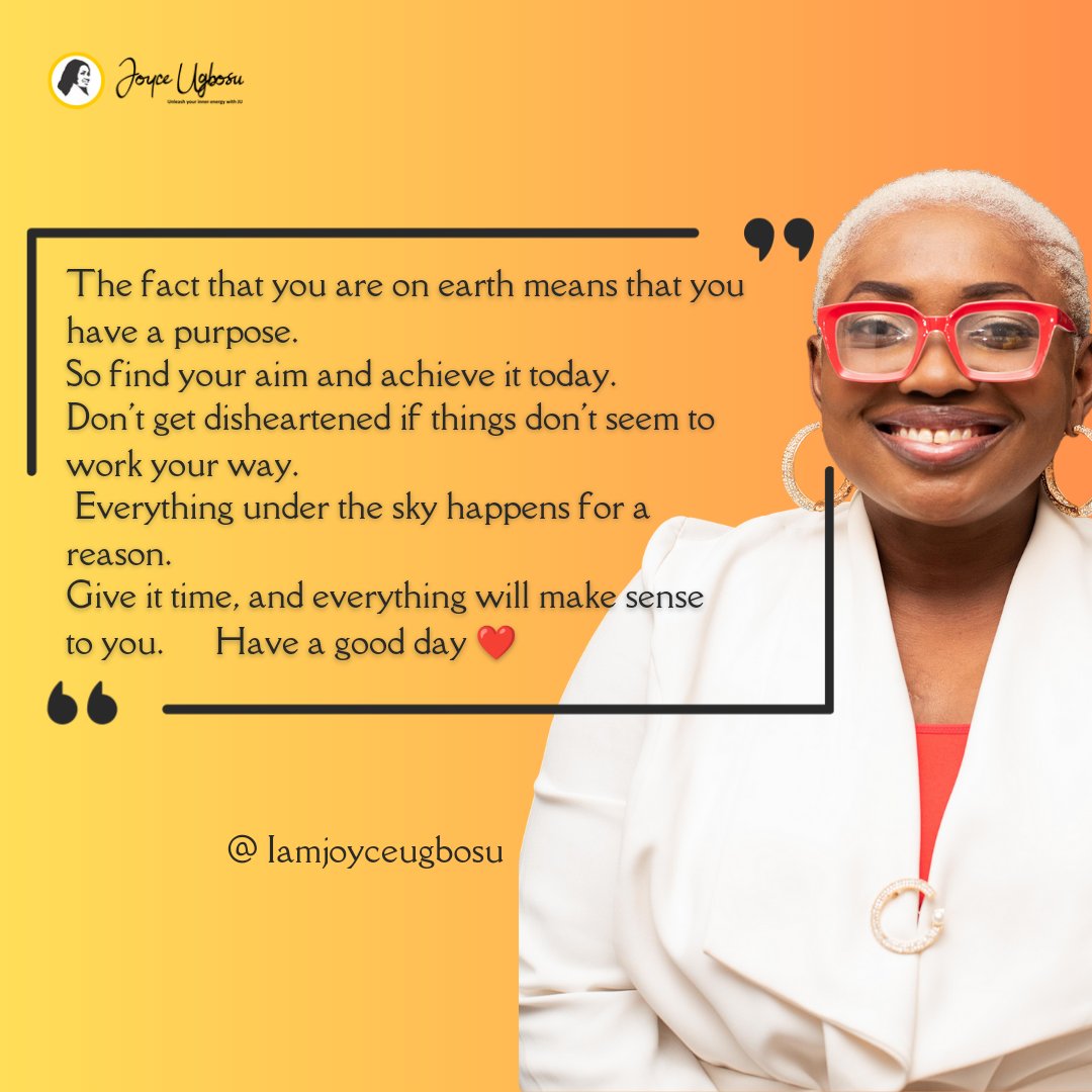 Your Purpose Awaits! 

Life has a plan for you!  Today, rediscover your unique mission.  
Setbacks don't define you - keep moving forward with belief.  The bigger picture will unfold.
#iamjoyceugbosu  #PurposeDriven #BelieveInTheProcess #PositiveEnergy #overcomingInertia