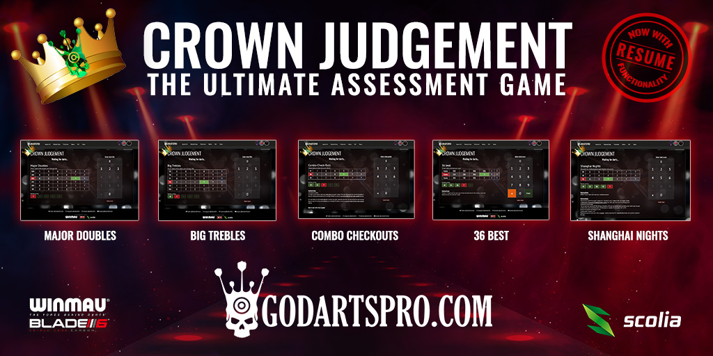 Crown Judgement - 'The only game Chuck Norris would play' - Mikko Laiho Mikko created this game as an assessment game to be used by the Virtual Coach! bit.ly/44jJksZ #darts #playdarts #dartscoach #virtualcoach @Winmau @scoliatech