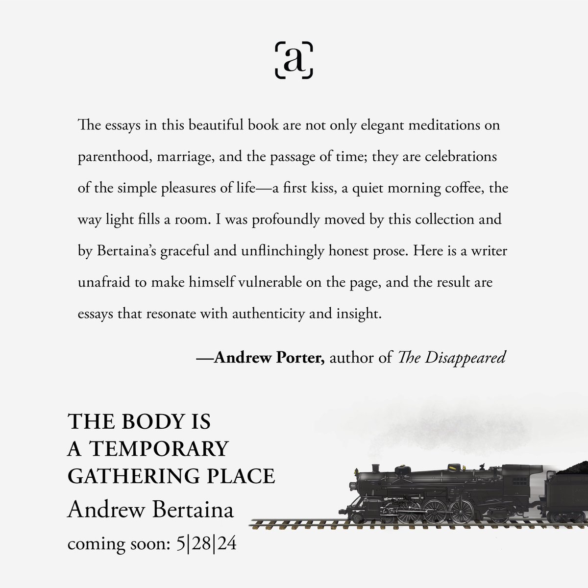 Less than one month until @andrewbertaina’s THE BODY IS A TEMPORARY GATHERING PLACE is out! Have you preordered it yet? @AndrewPorter01 thinks you should! autofocuslit.com/store/p/the-bo…