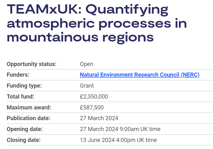 Opportunity to improve understanding of atmospheric processes in mountainous regions across scales for: 🔹Weather and climate prediction 🔹The UK’s management of vulnerability, risk, and resilience to environmental hazards Apply: orlo.uk/0S58t Closes 13 June