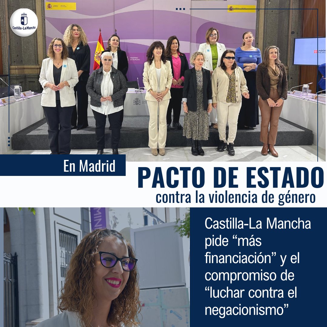 👁‍🗨 Castilla-La Mancha pide “más financiación” y el compromiso de “luchar” contra el negacionismo” dentro del Pacto de Estado contra la Violencia de Género 🗣️.@Sara_SimonA ha pedido un “acuerdo de país” en materia de concienciación y sensibilidad Más ℹ️ castillalamancha.es/node/382611