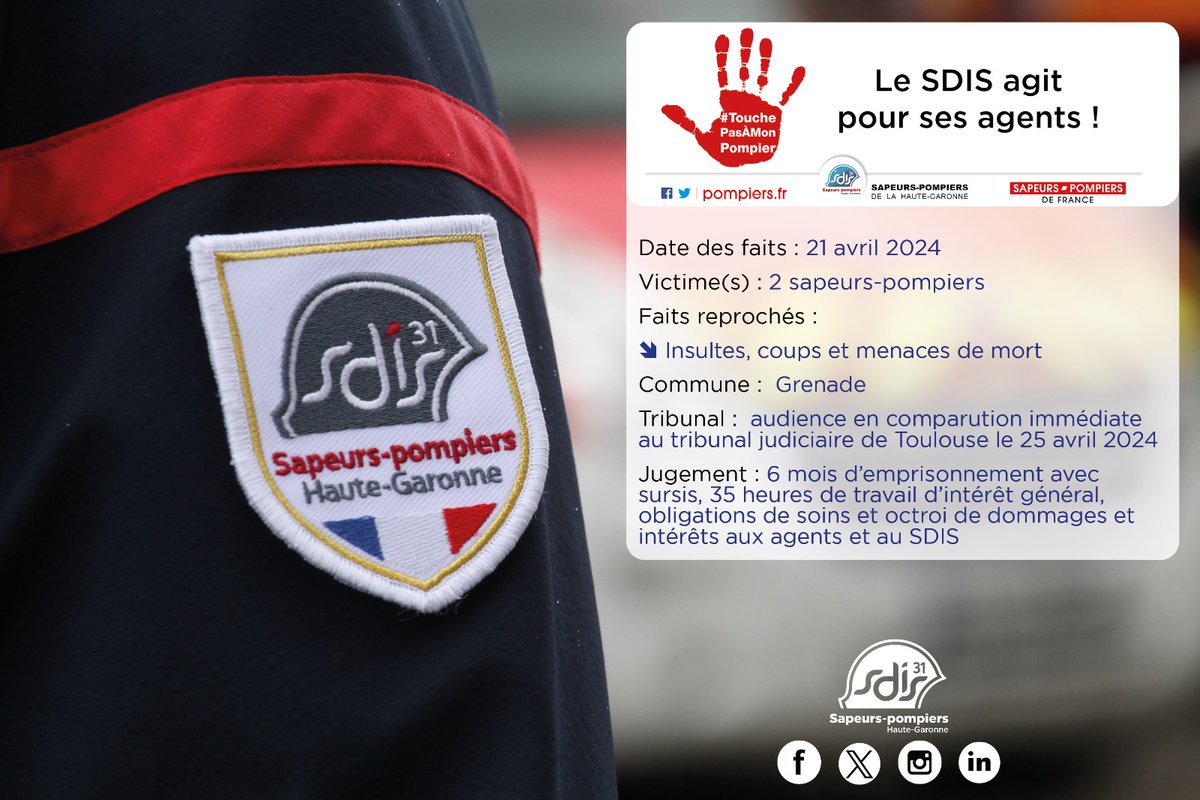 🚨⚖️ Le @sdis31officiel condamne les actes de violences dont sont victimes les sapeurs-#pompiers en service et met tout en œuvre pour les soutenir, les accompagner et rester à leur écoute. #TouchePasÀMonPompier #respect #sensduservicepublic #cohésion #solidarité