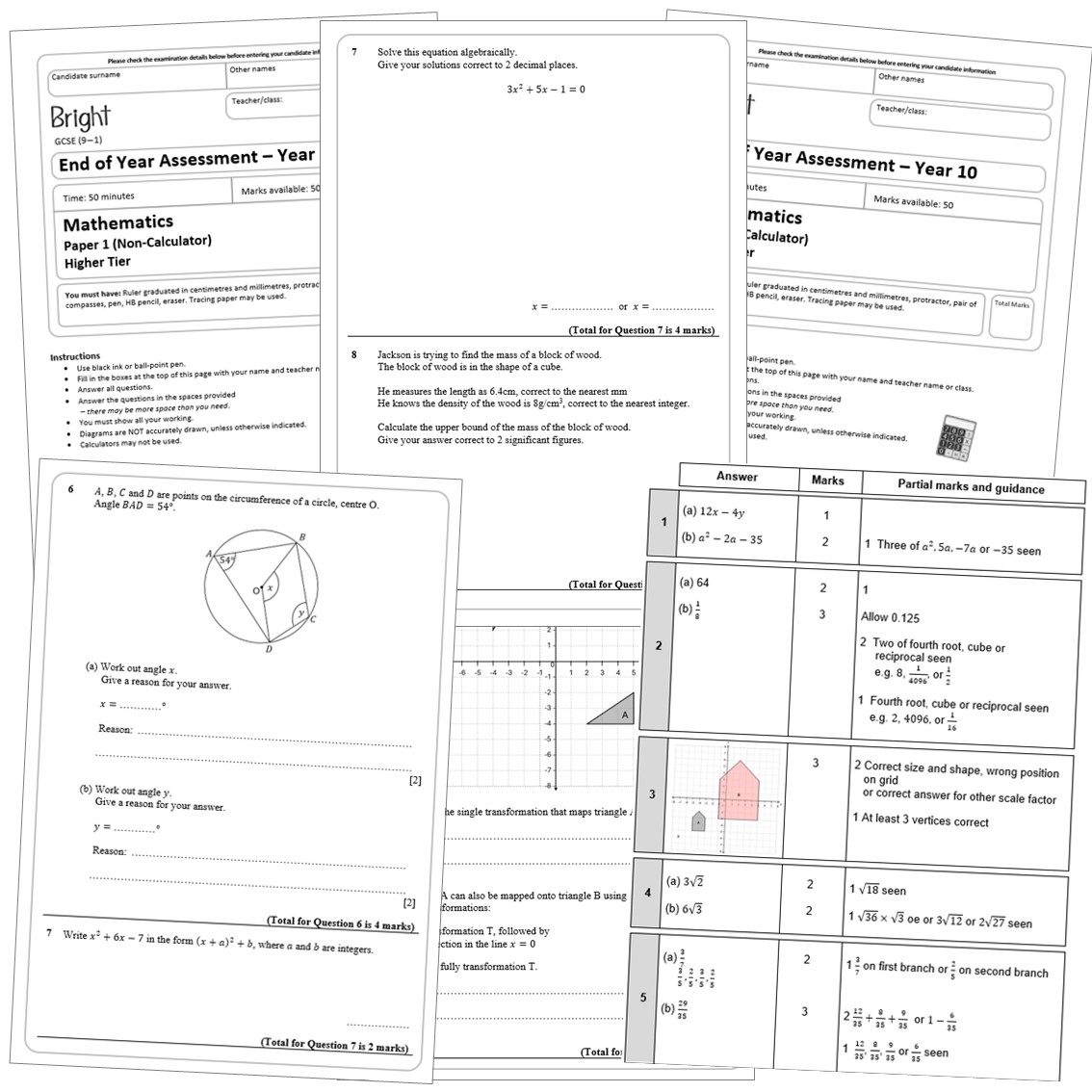 🎓Year 10H end of year assessments 🎓 The end of year exams for year 10 higher tier students are now on Bright. These are two papers; a non-calculator and a calculator paper, 50 marks each, including mark schemes and marksheets. bright-maths.co.uk/assessments