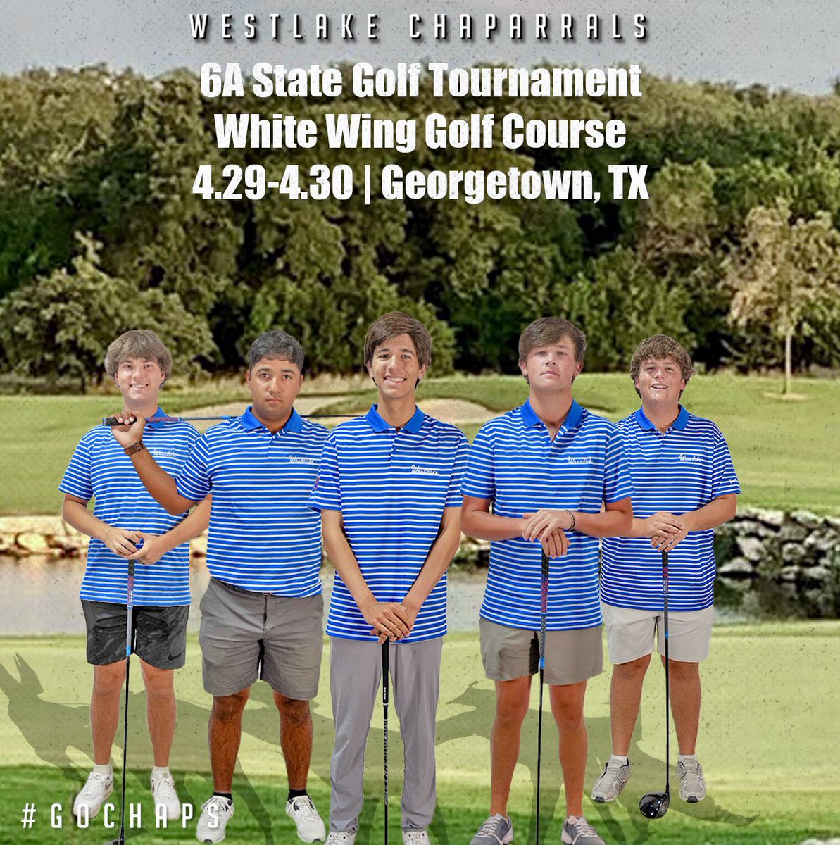 Men’s Golf returns to the 6A State Golf Tournament at White Wing Golf Course in Georgetown. First round play begins at 9am as the Chaps take aim at the program’s 7th consecutive state title. #GoChaps
