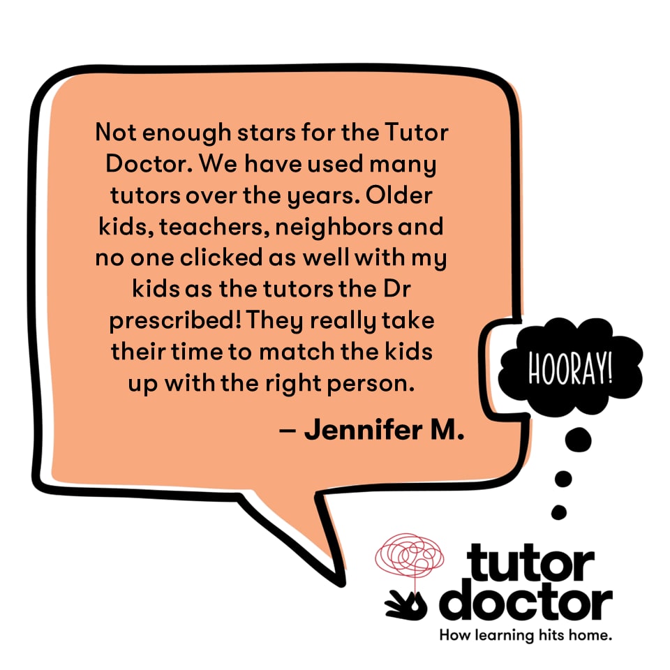 Thank you, Jennifer! We believe that individually matching students to their tutors (based on a number of factors) is an integral part of the process. That's the Tutor Doctor difference! #TutorMatch #PersonalizedTutoring #LearningGoals