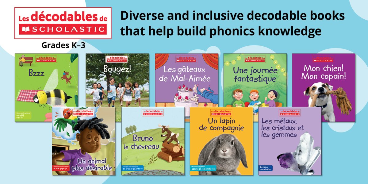 NEW! Les décodables de Scholastic is a series of bright, contemporary, and inclusive fiction and non-fiction decodable books for grades K-3. All 80 titles will be available by Spring 2024! Learn more here: schol.ca/x/LDecDSch