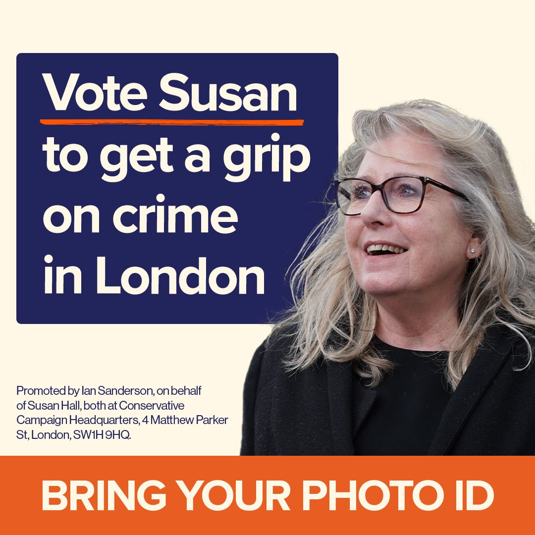 I will get a grip on crime. Vote for me on Thursday, May 2nd.