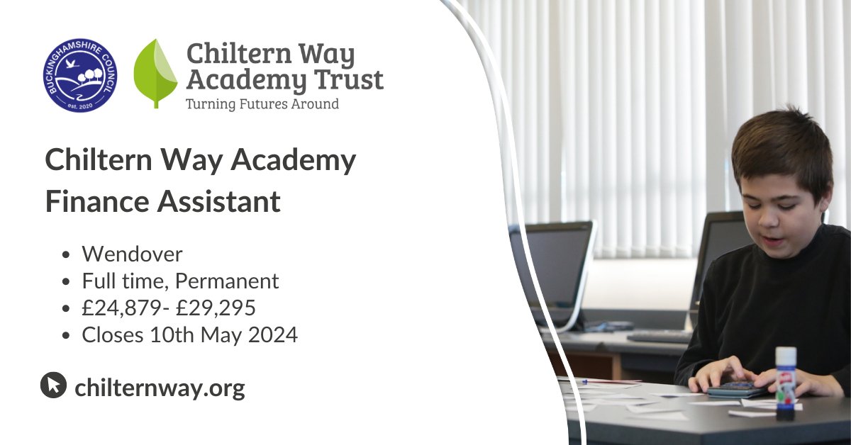 Chiltern Way Academy wish to appoint a Finance Assistant. This role will be responsible for the timely processing of purchase orders, purchase invoices and credit notes on Xero. Find out more: ow.ly/zCXQ50RqMzY 

#FinanceAssistant #JobsinSchools # #Education