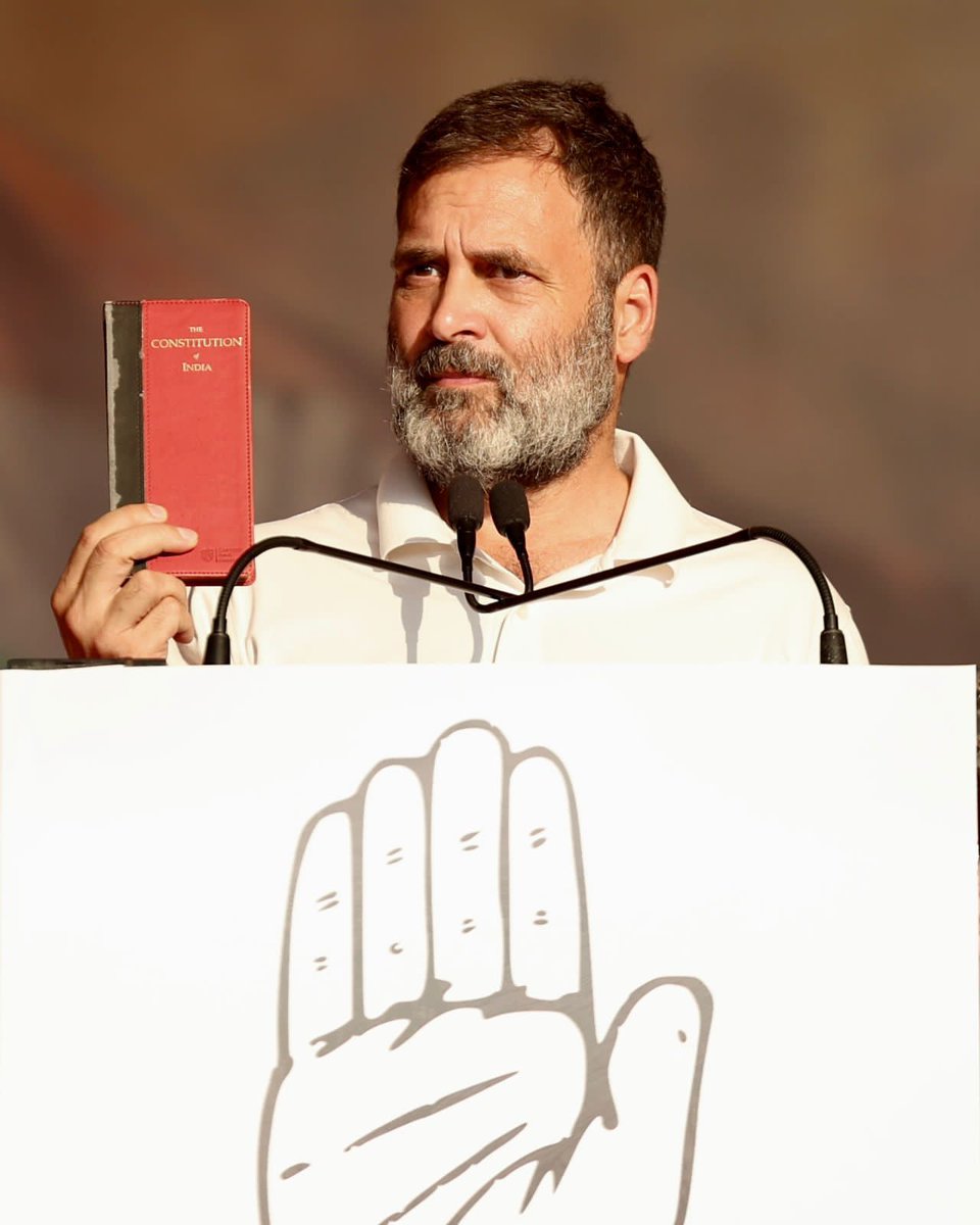 BJP people are attacking our Constitution and the given reservations, this is wrong and we won’t let it happen. — Rahul Gandhi Ji Rahul Gandhi ji with copy of Constitution in his hand ♥️ Spread this powerful image of RG everywhere 🔥 #LokSabhaElections2024