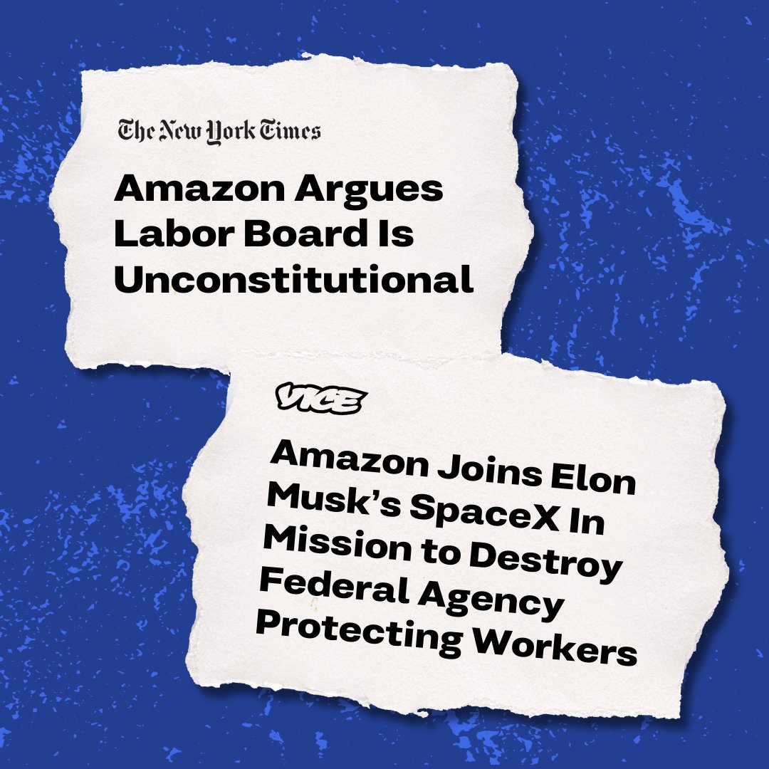 Amazon has joined other union-busting companies trying to destroy the National Labor Relations Board, after being charged with illegal union busting. Thousands of workers nationally are unionizing to fight for higher wages & better conditions. Corporate executives are terrified.