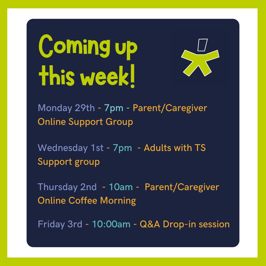 📢 Check out what's happening this week at Tourettes Action! Join us for supportive online sessions, virtual coffee and drop-ins so that you can ask any questions and seek advice this week - we would love to see you 💚 #Tourettes #TourettesAction #TicsAndTourettes