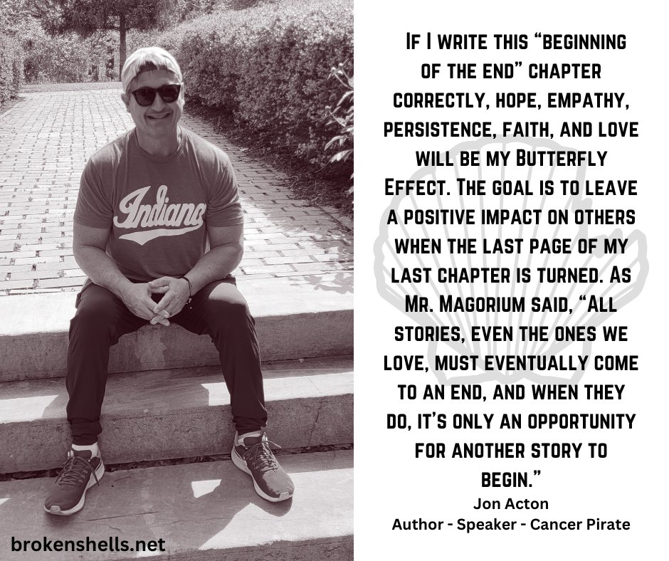 What is YOUR story?  What is YOUR legacy?  What is YOUR Butterfly Effect?  Our life stories are made up by our Whys, Why Nots and What Ifs.  If you fail, fail falling forward!  Onward we sail my friends. 🏴‍☠️#BrokenShells #PerfektlyImperfekt #ButterflyEffect #cancerpirate