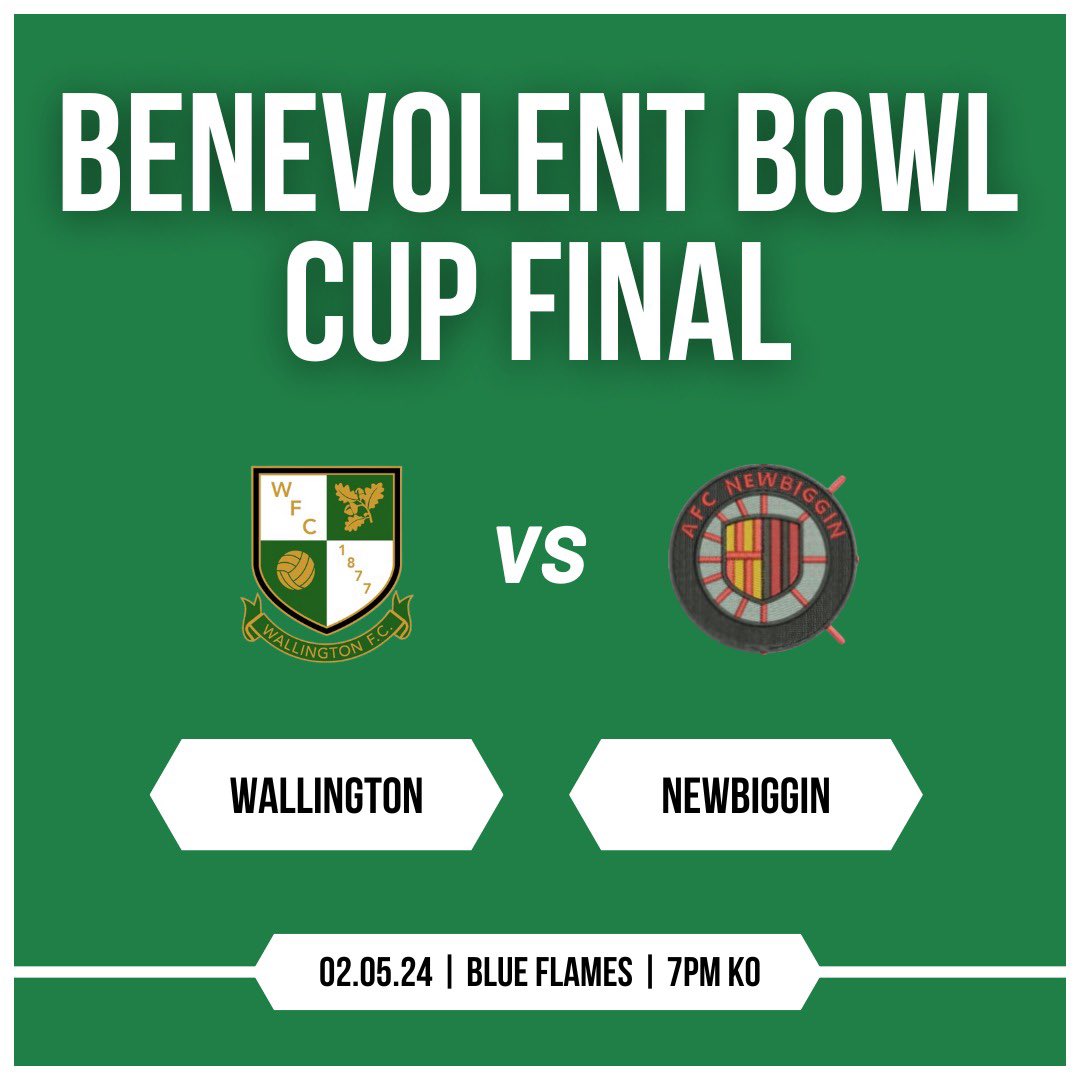 This Thursday we’re back in the County Cup Final to take on familiar opponents AFC Newbiggin. Get along and support the lads if you can 💚