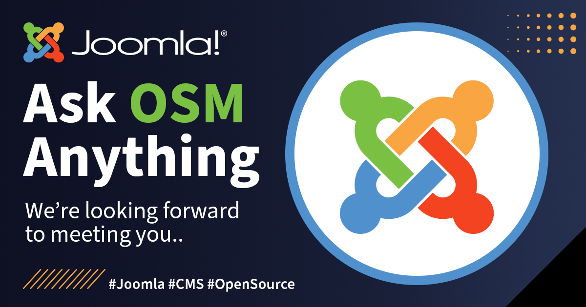 Ask OSM Anything! Wednesday 1st May 2024, First Call 08:00 UTC, Second Call 17:00 UTC. Chat with at least one OSM board member and ask us anything or just hang out. Join Mattermost for the link. community.joomla.org/events/ask-osm… #Joomla #CMS #OpenSourceMatters #AskOSM