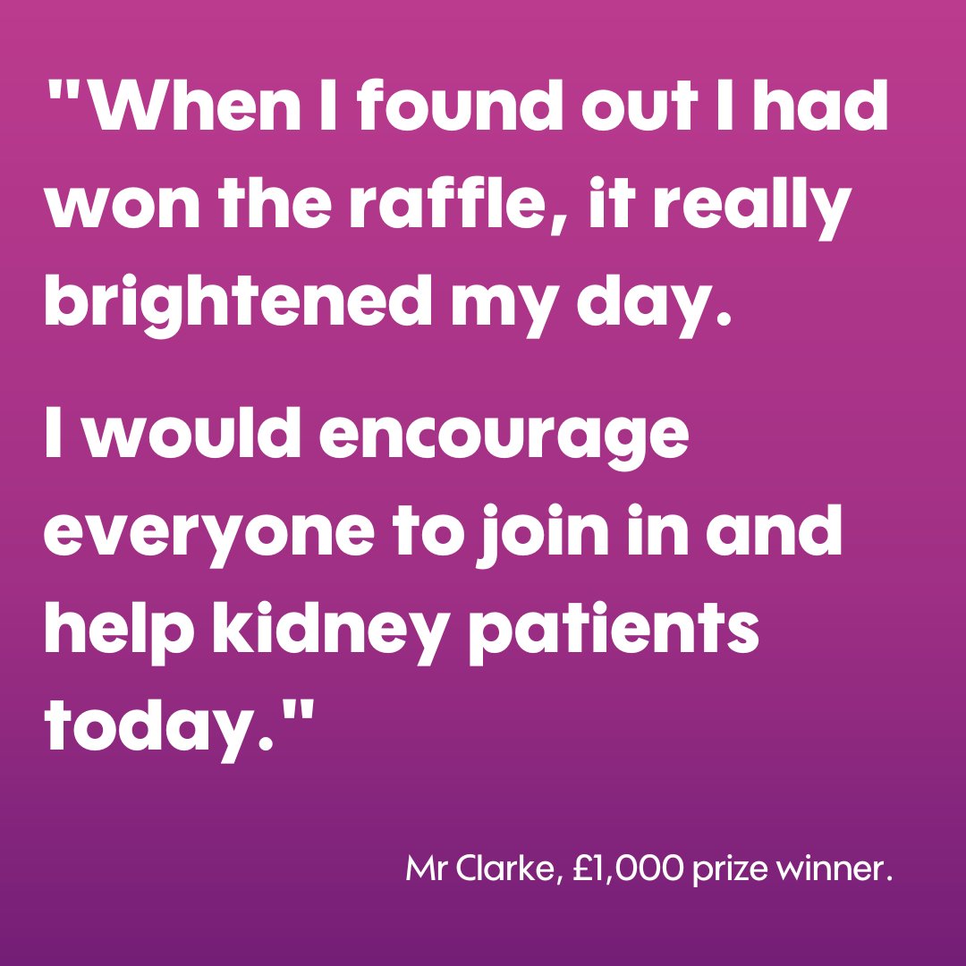 Meet Mr. Clarke, our latest raffle winner! 🎉 For as little as £1 a month, he won a prize of £1,000! Your ticket contributes to groundbreaking research and brings hope to those fighting kidney disease. Join and make a difference today. Register here: bit.ly/3Ug3KyF