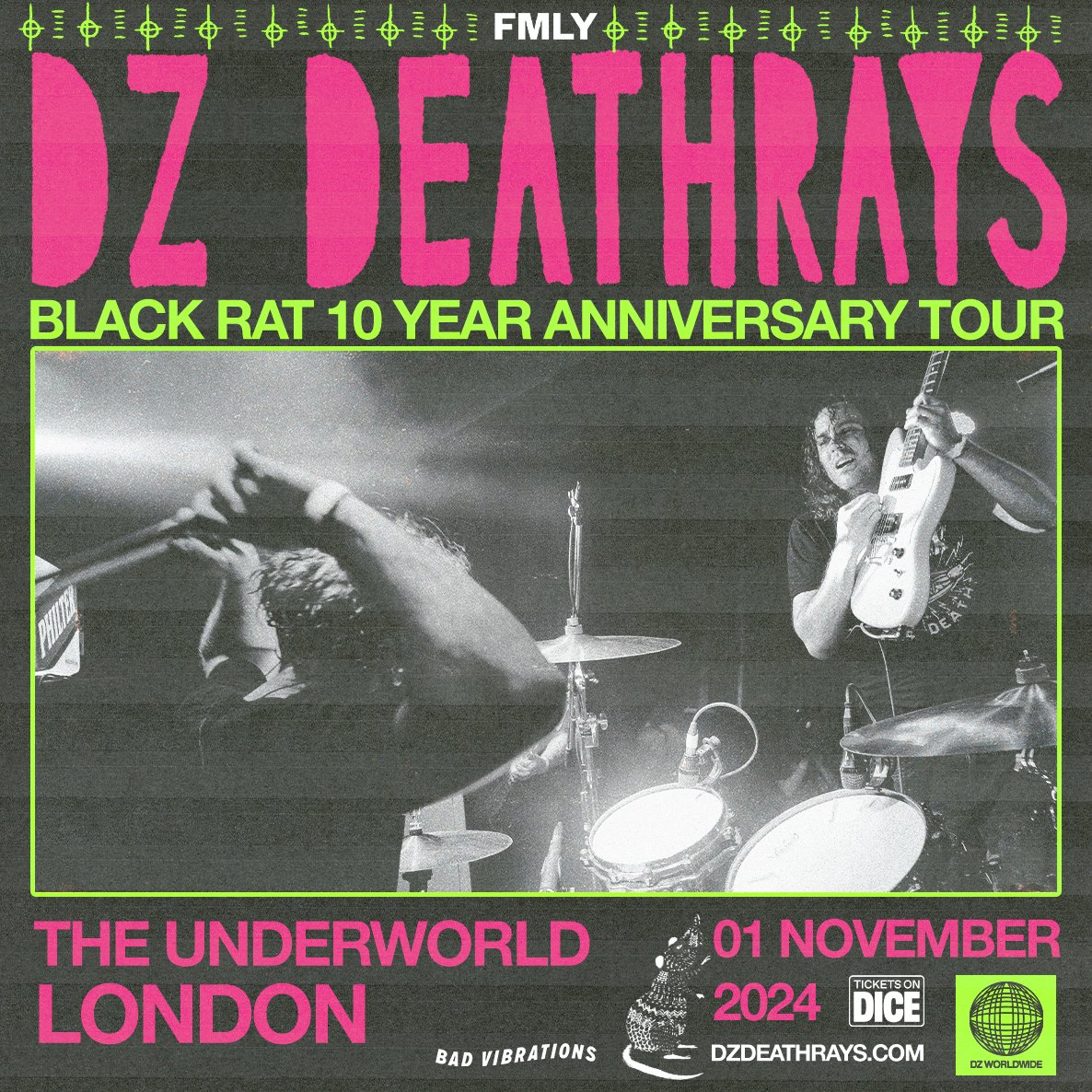 On Sale Thursday 🔥 Australian dance-punk trio @DZDeathrays - Black Rat 10 Year Anniversary Tour live at @TheUnderworld, Friday 1st November w/ @BadVibesUK. 🎟️ tinyurl.com/3cap72fj 🎶 spoti.fi/3dIotnj