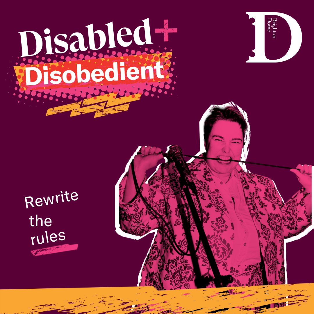 Mega excited to share that we (@brightdome) have been dreaming big with fab In-House Artist @erinenfys... & we're launching a mini-festival called 'Disabled + Disobedient', which seeks to benefit & platform deaf, disabled & neurodivergent artists & audiences in the South East!