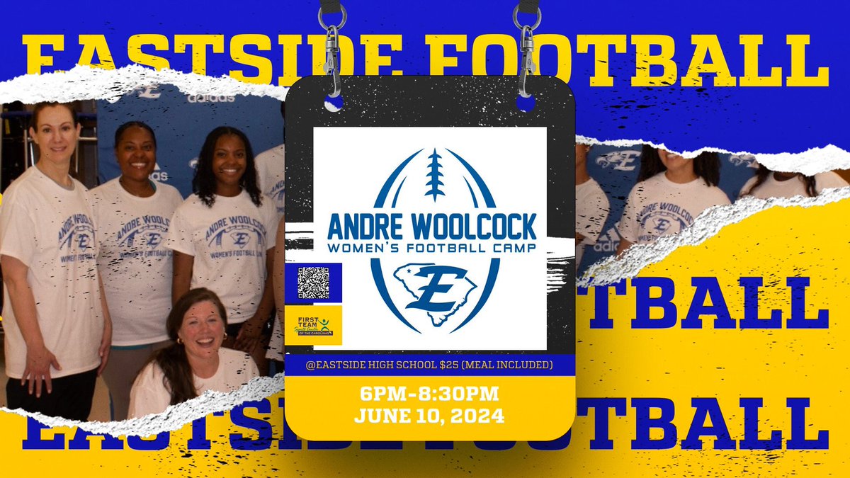 2nd Annual Andre Woolcock Women’s Football Clinic! Come out to Eastside High on June 10th and have a good time with us! We would love to see all of the ladies in attendance! #DoWork Ticket Link: gofan.co/event/1510372 Waiver: docs.google.com/document/d/1Bp…
