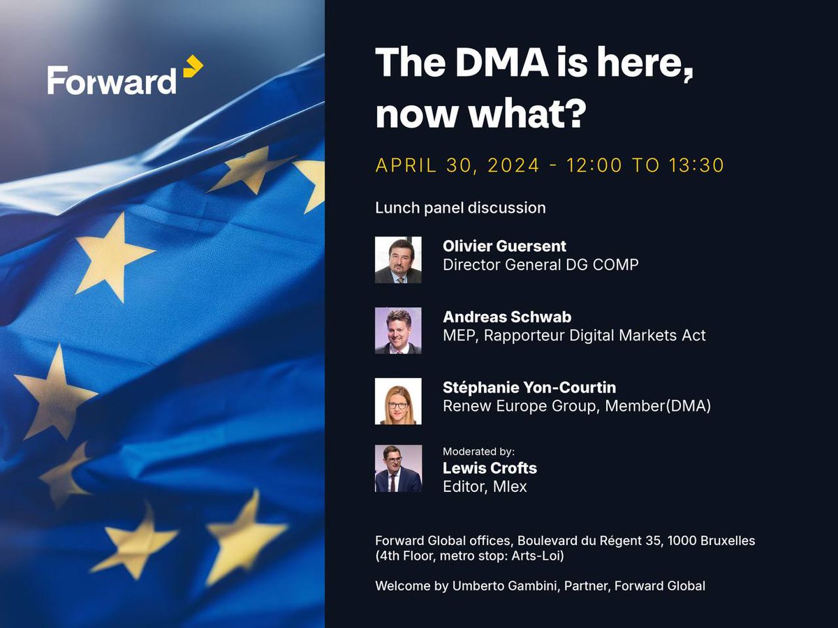 🗣Ravie de participer à la conférence 'The DMA is here, now what ?' demain. 📲L'occasion de revenir sur la mise en oeuvre du Digital Markets Act, première réglementation européenne et mondiale encadrant les géants du numérique ! @ThierryBreton @vestager