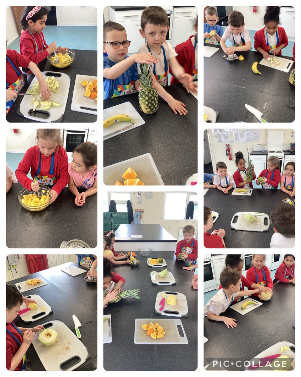2PM made a tropical fruit salad in their cooking lesson today. They had fun exploring and tasting the different fruits @thrivetrust_CEO @thrivetrust_UK