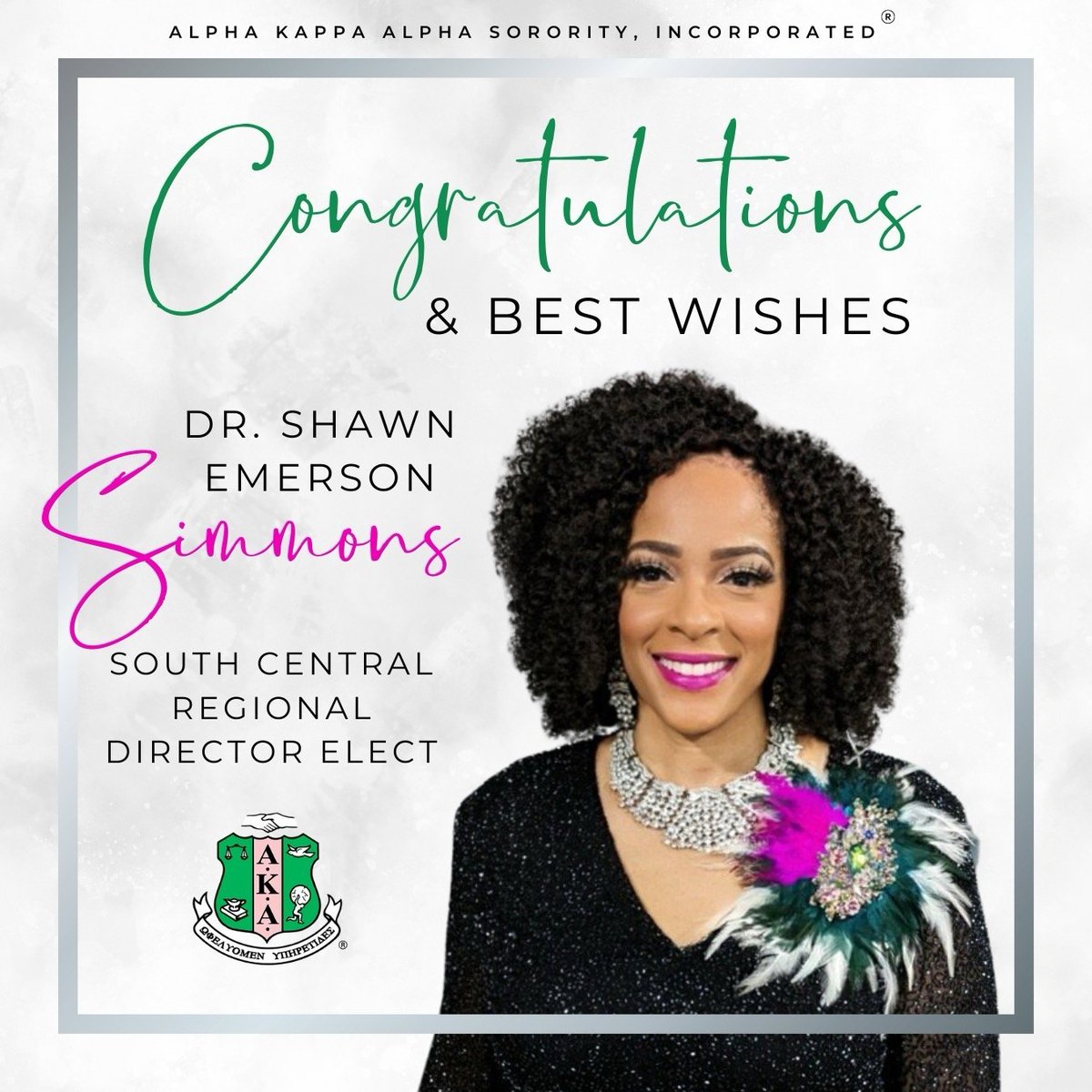 Congratulations to our South Central Regional Director Elect Dr. Shawn Emerson Simmons! She will be ratified at the 71st Boule in July. We are ready to Soar to Greater Heights of Service and Sisterhood! #AKA1908 #92ndSCRC #TheJourneytoSoar #WeAreSouthCentral