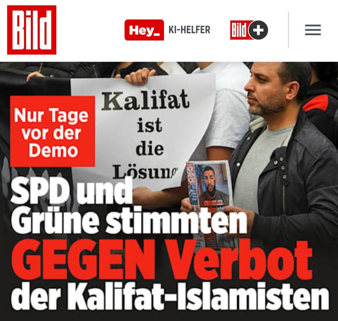 Das ist allerdings ziemlich heftig:

Zitat: 'SPD und Grüne stimmten GEGEN Verbot der Kalifat-Islamisten'