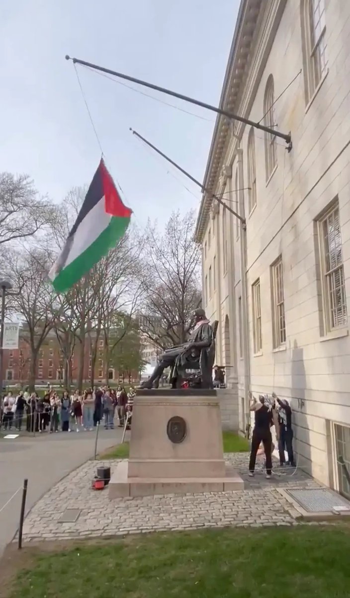 dinardodp's tweet photo. Harvard anti-Israel protesters fly Palestinian flag in spot reserved for Stars & Stripes -
Iβll just leave that there- βοΈ βοΈ
#HarvardProtest https://t.co/Ki71CWXI4S