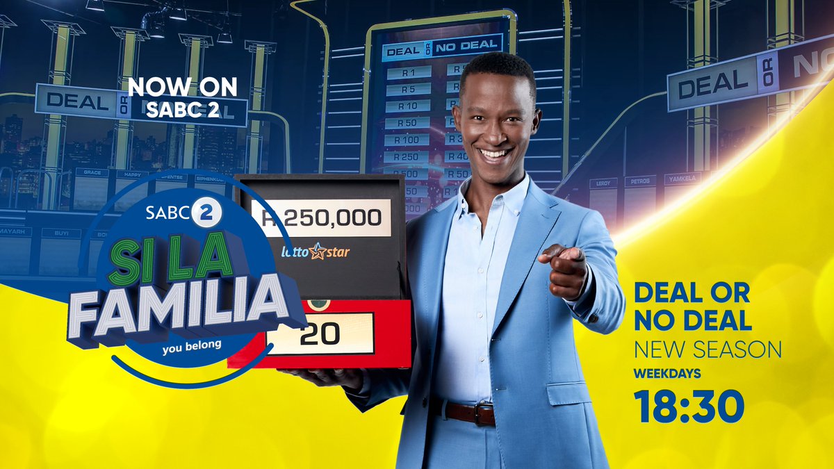 Ready to make some life-changing decisions? Join us on #DealOrNoDeal, weekdays at 18h30 on SABC 2, where the stakes are high and the excitement is off the charts! 💼💰 Will you play it safe or risk it all? Tune in to find out! #SABC2SiLaFamilia