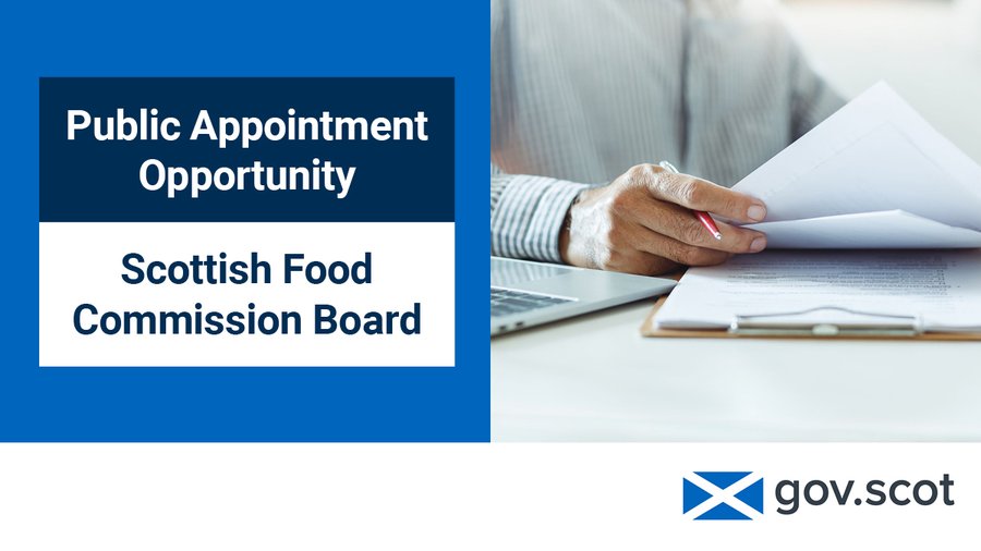 The Cabinet Secretary for Rural Affairs, Land Reform and Islands is seeking to appoint a Chair to the board of the Scottish Food Commission. for more information and to apply please see: bit.ly/3VMcJd1