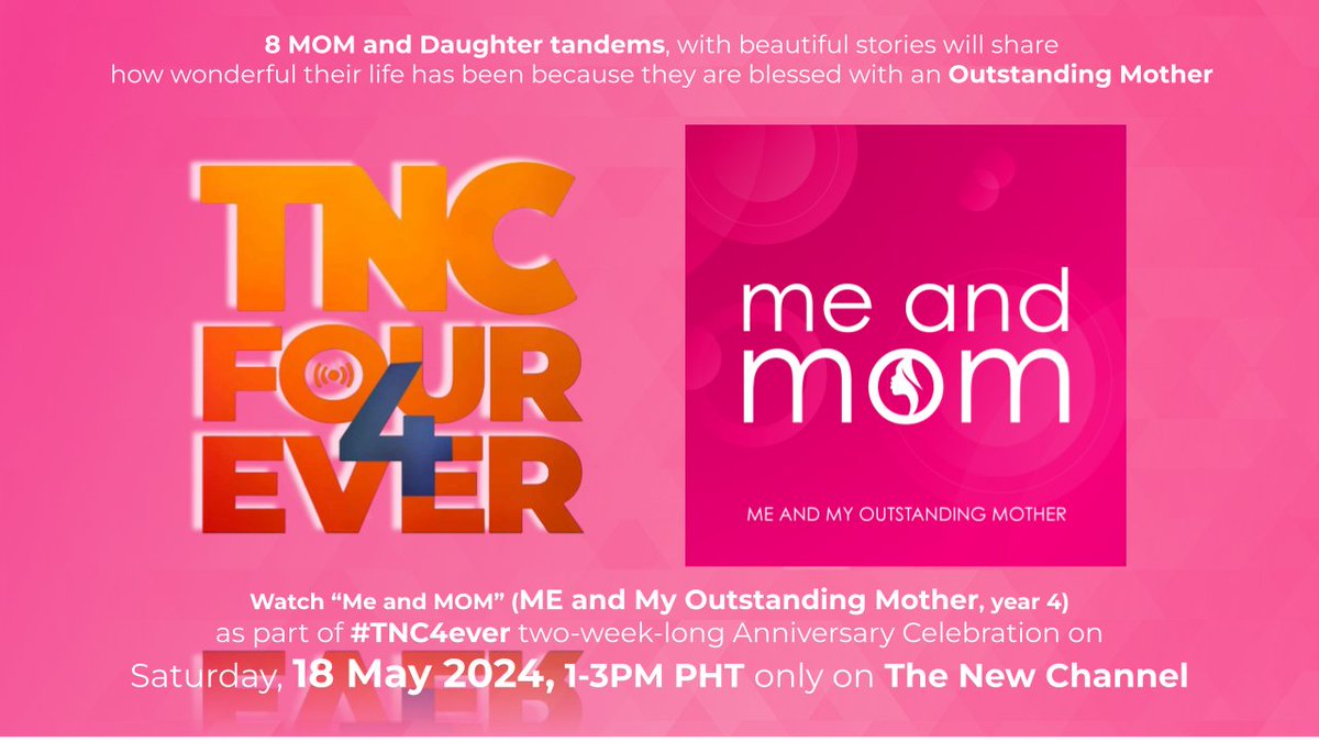 Now on its 4th year, GWWR an advocacy project/community presents new beautiful stories that will prove that mother’s day can be celebrated in many different ways, everyday.

Read here ⬇️
bit.ly/TNC4EverMeAndM…

#onTNC #TNCNow #MeAndMOM #MeAndMyOutstandingMother #MeAndMOM2024
